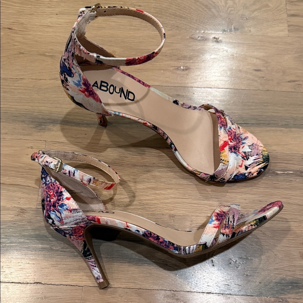 ABOUND Multicolor Floral Ankle-Strap Heels